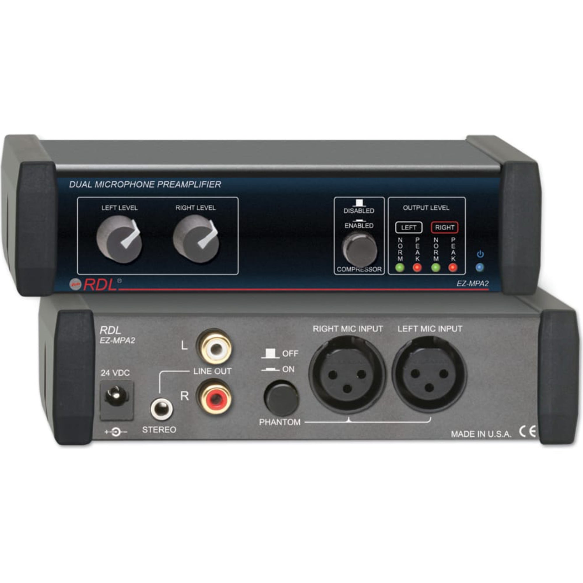 RDL EZ-MPA2X Dual Microphone Preamplifier (Worldwide Power Supply)