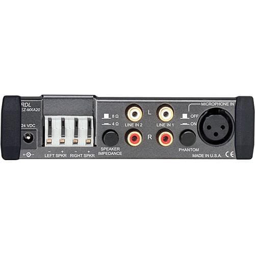 RDL EZ-MXA20X 20 W Stereo Audio Mixer-Amplifier with EQ (Worldwide Power Supply)