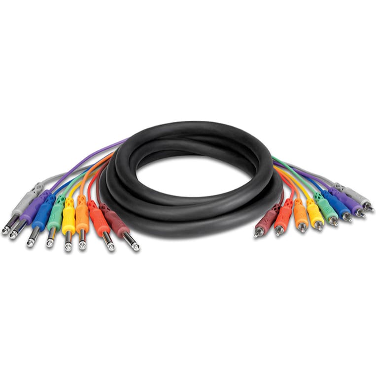 Hosa CPR-803 8-Channel 1/4" TS to RCA Unbalanced Audio Snake Cable (10')