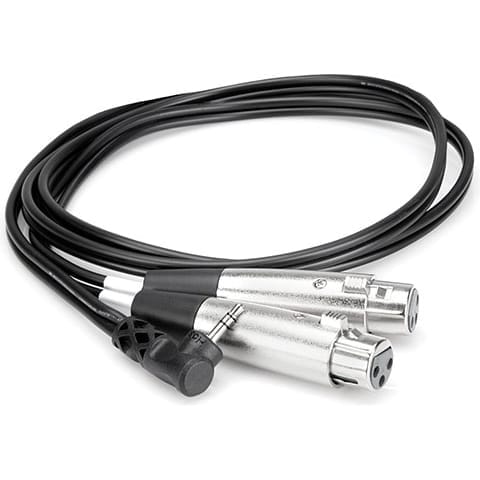Hosa CYX-405F Dual XLR3F to Right-Angle 3.5mm TRS Camcorder Microphone Cable (5')
