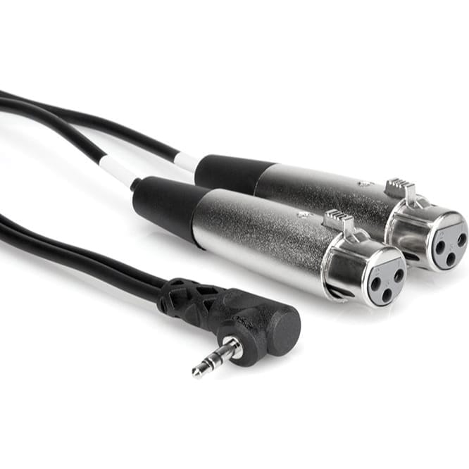 Hosa CYX-405F Dual XLR3F to Right-Angle 3.5mm TRS Camcorder Microphone Cable (5')