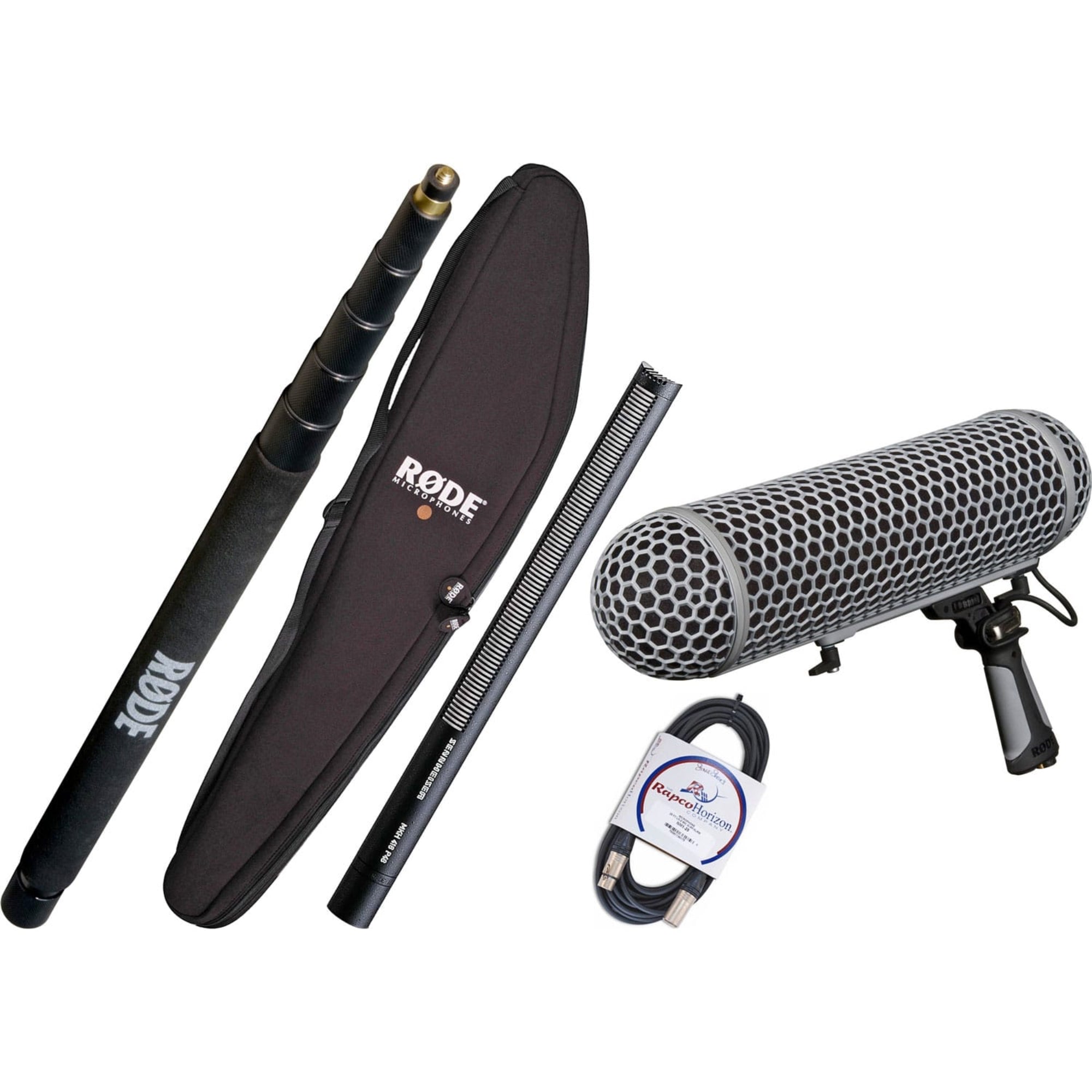 Sennheiser MKH416-P48 Power Bundle Shotgun Mic with Windshield, Boompole, Bag and Cables