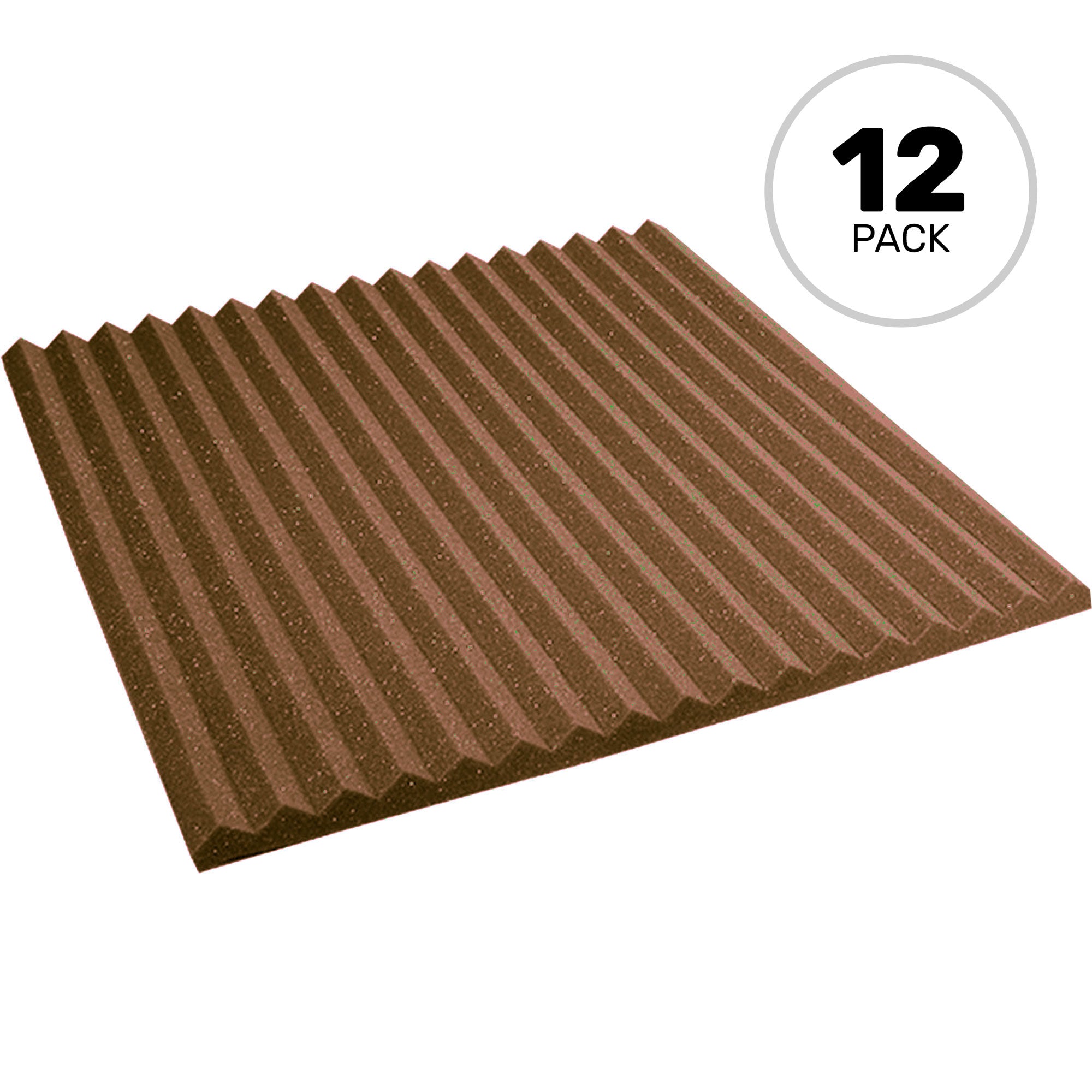 Performance Audio 24" x 24" x 1" Wedge Acoustic Foam Panel (Brown, 12 Pack)