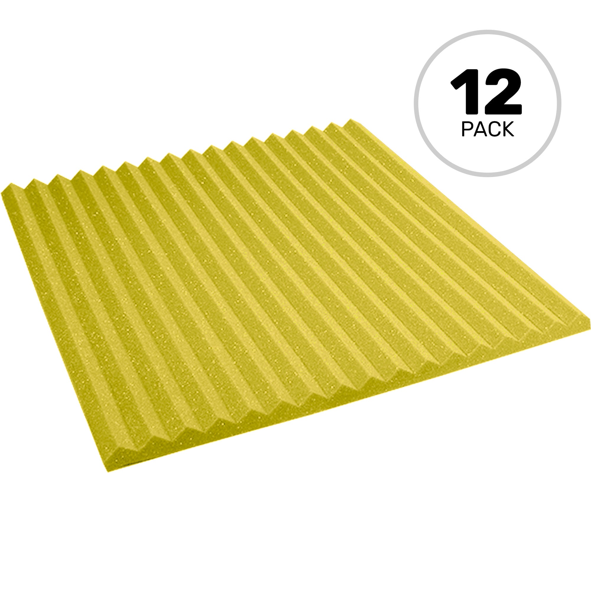 Performance Audio 24" x 24" x 1" Wedge Acoustic Foam Panel (Yellow, 12 Pack)