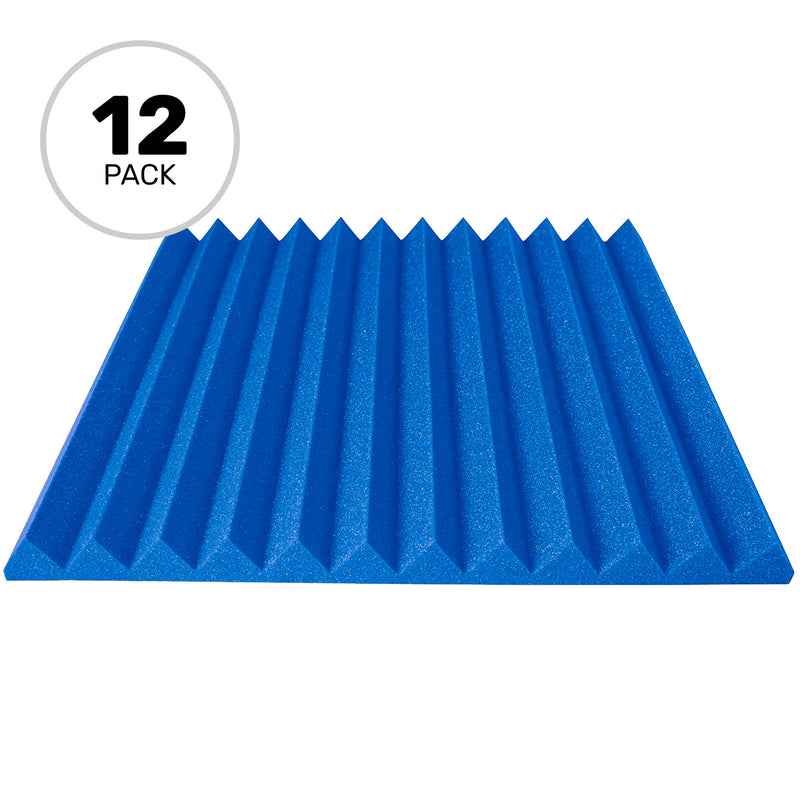 Performance Audio 24" x 24" x 2" Wedge Acoustic Foam Panel (Blue, 12 Pack)