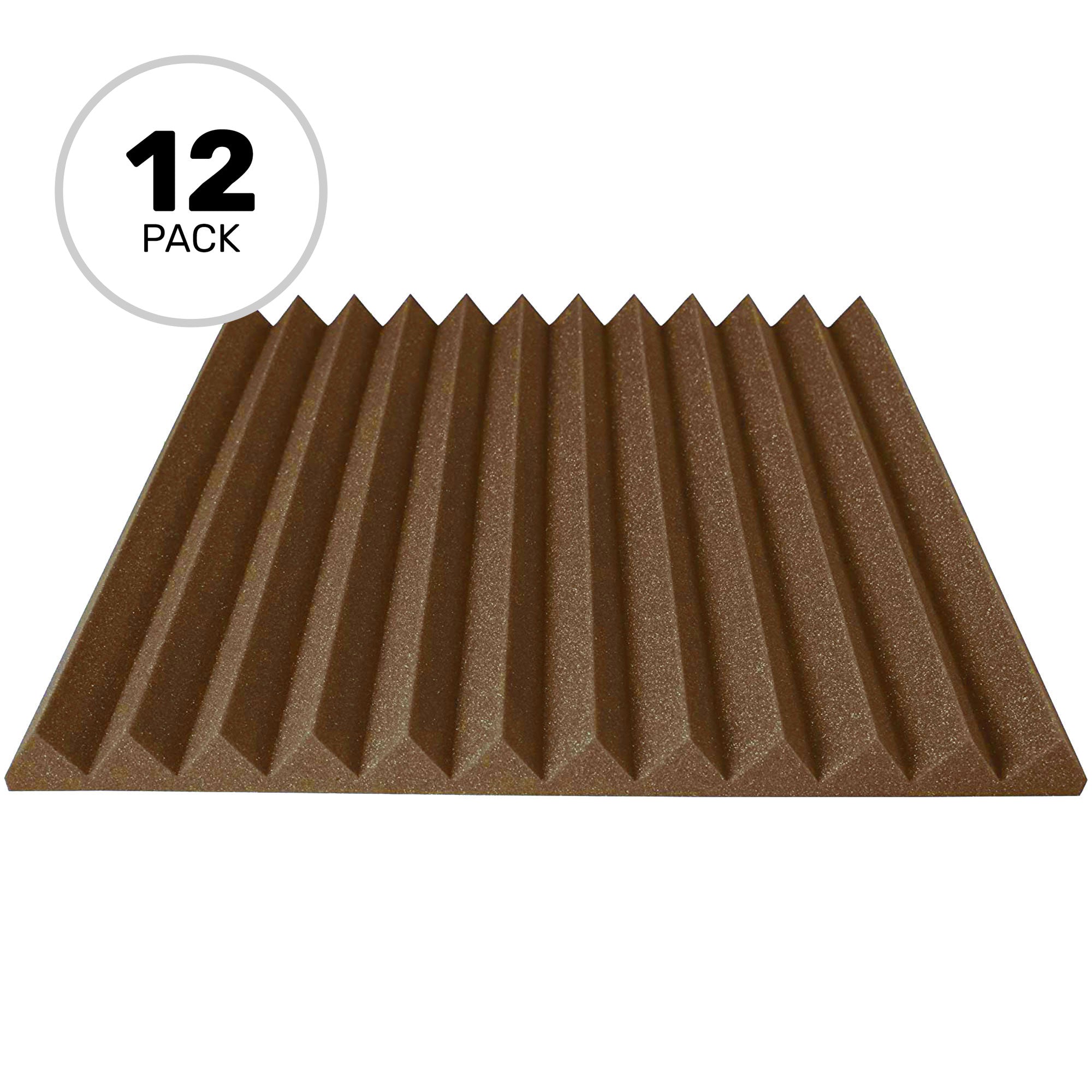 Performance Audio 24" x 24" x 2" Wedge Acoustic Foam Panel (Brown, 12 Pack)
