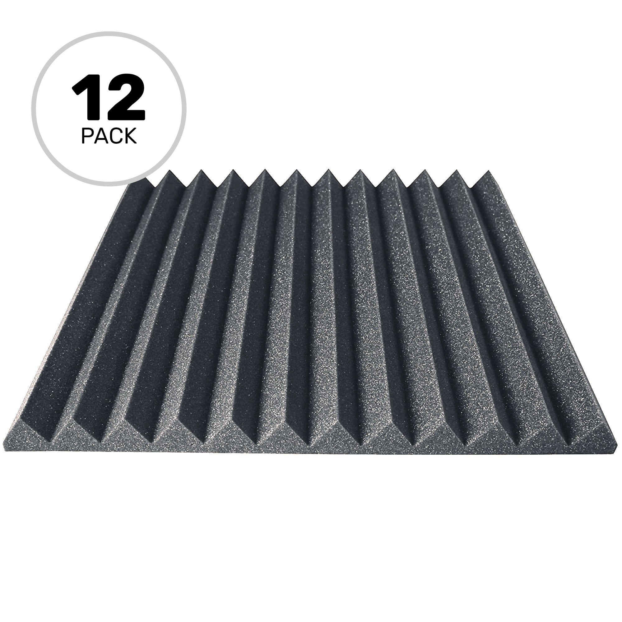 Performance Audio 24" x 24" x 2" Wedge Acoustic Foam Panel (Charcoal, 12 Pack)