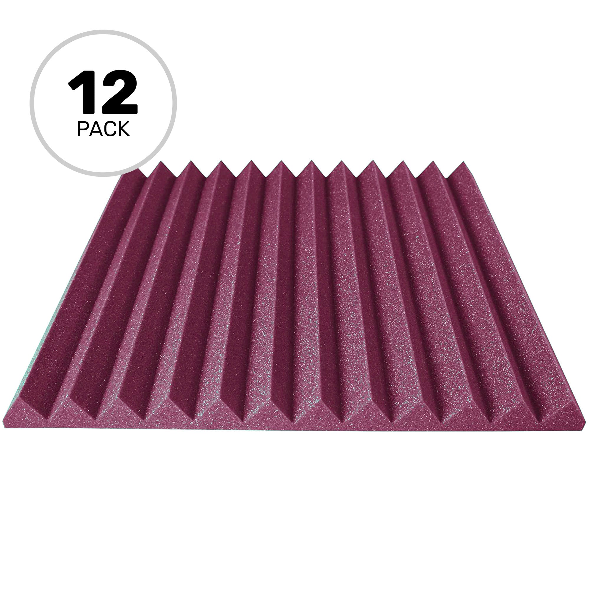 Performance Audio 24" x 24" x 2" Wedge Acoustic Foam Panel (Plum, 12 Pack)