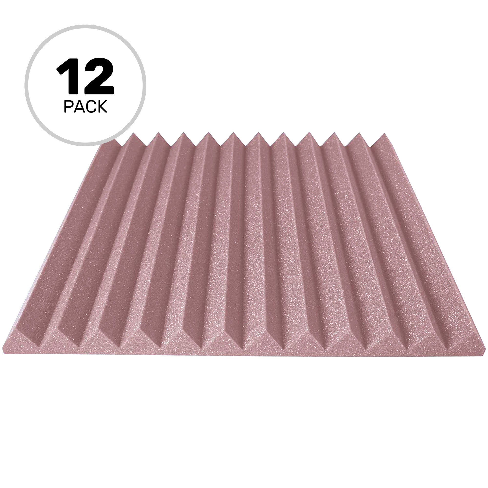 Performance Audio 24" x 24" x 2" Wedge Acoustic Foam Panel (Rosy Beige, 12 Pack)