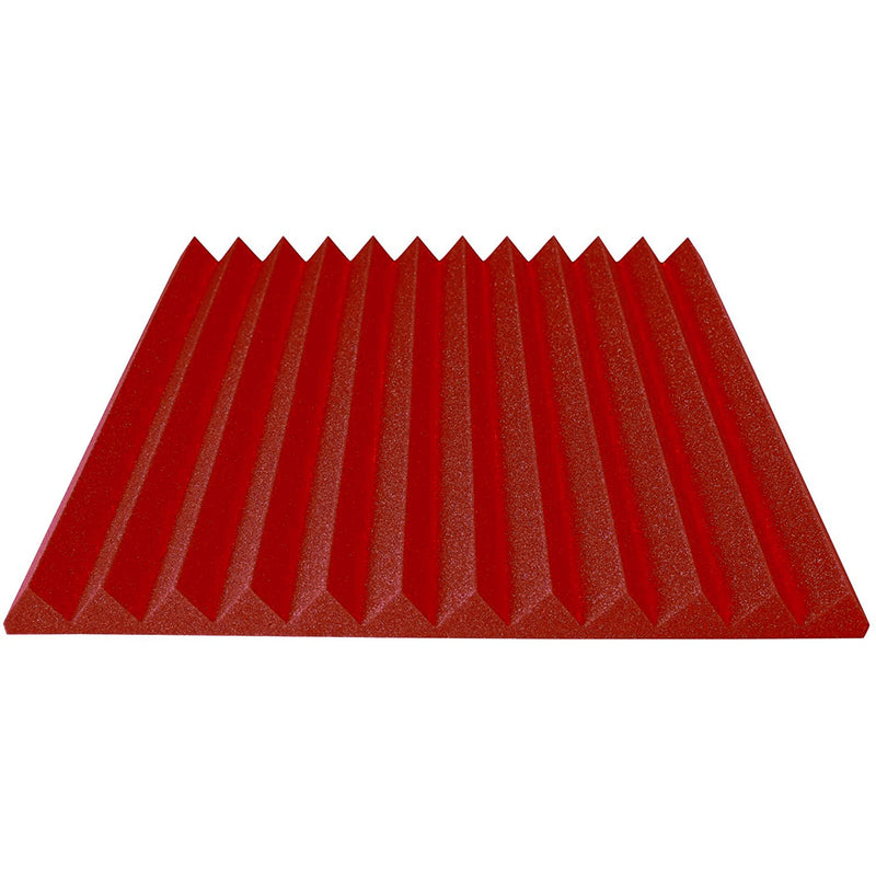 Performance Audio 24" x 24" x 2" Wedge Acoustic Foam Panel (Red, 12 Pack)