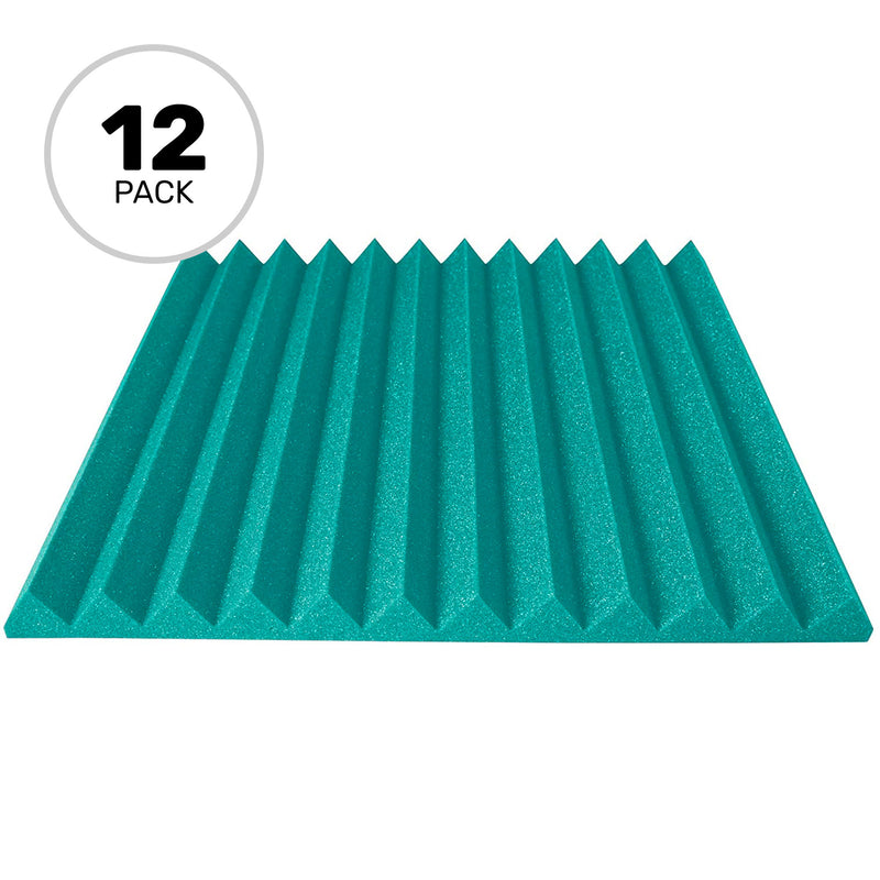 Performance Audio 24" x 24" x 2" Wedge Acoustic Foam Panel (Teal, 12 Pack)