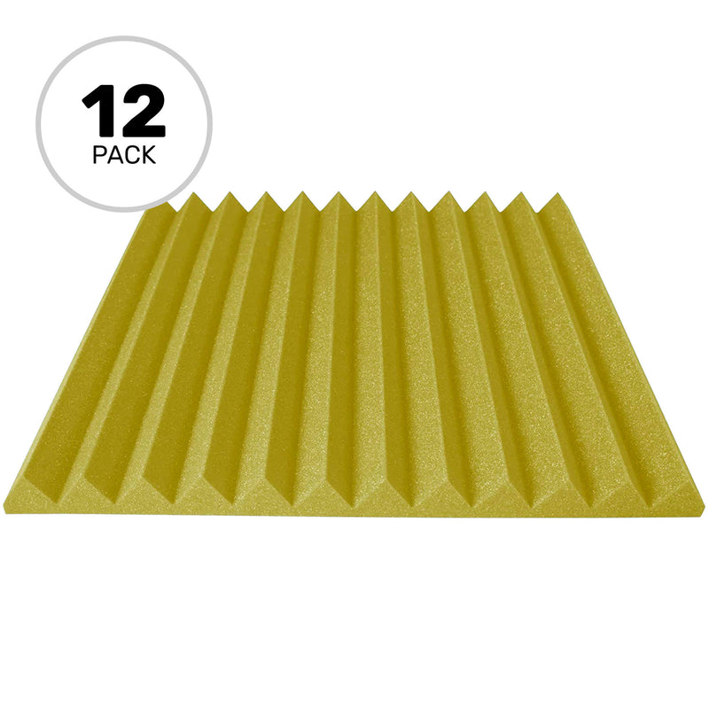 Performance Audio 24" x 24" x 2" Wedge Acoustic Foam Panel (Yellow, 12 Pack)