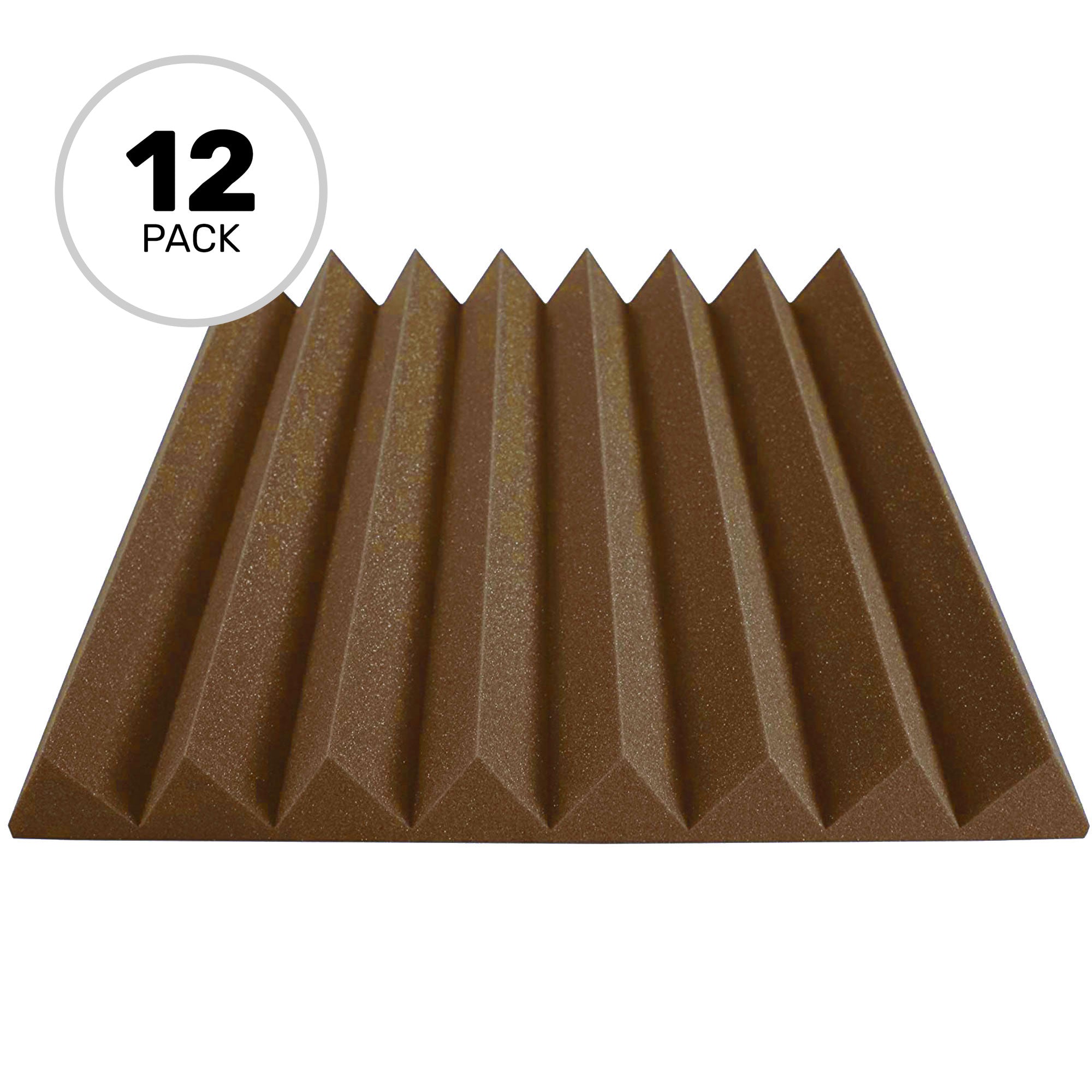 Performance Audio 24" x 24" x 3" Wedge Acoustic Foam Panel (Brown, 12 Pack)
