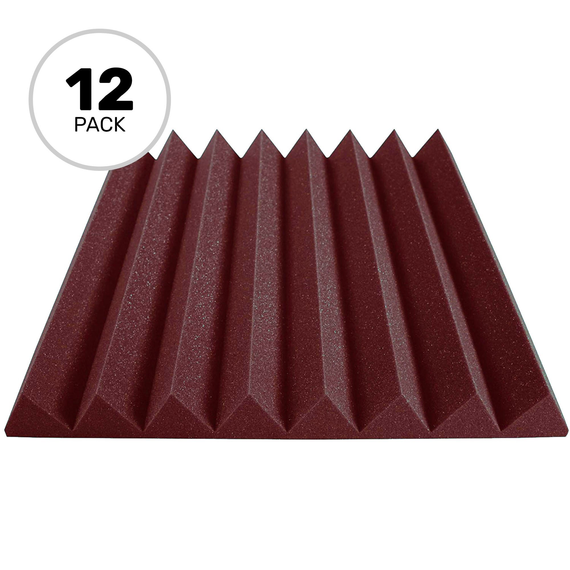 Performance Audio 24" x 24" x 3" Wedge Acoustic Foam Panel (Burgundy, 12 Pack)