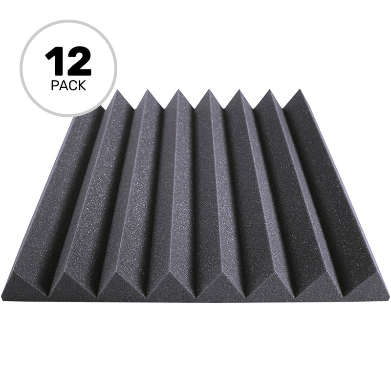 Performance Audio 24" x 24" x 3" Wedge Acoustic Foam Panel (Charcoal, 12 Pack)