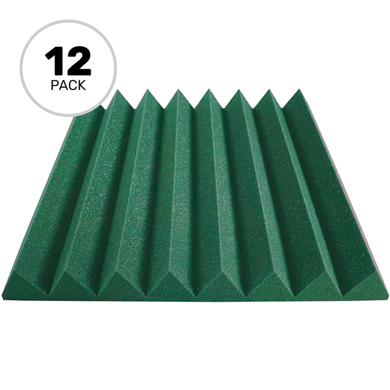 Performance Audio 24" x 24" x 3" Wedge Acoustic Foam Panel (Forest Green, 12 Pack)