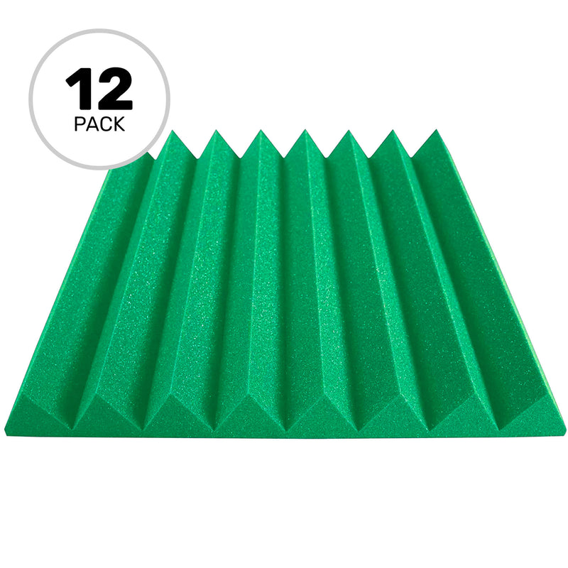 Performance Audio 24" x 24" x 3" Wedge Acoustic Foam Panel (Kelly Green, 12 Pack)