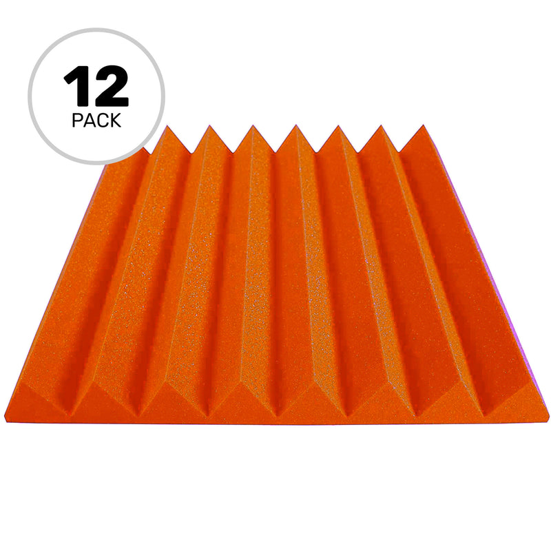 Performance Audio 24" x 24" x 3" Wedge Acoustic Foam Panel (Orange, 12 Pack)