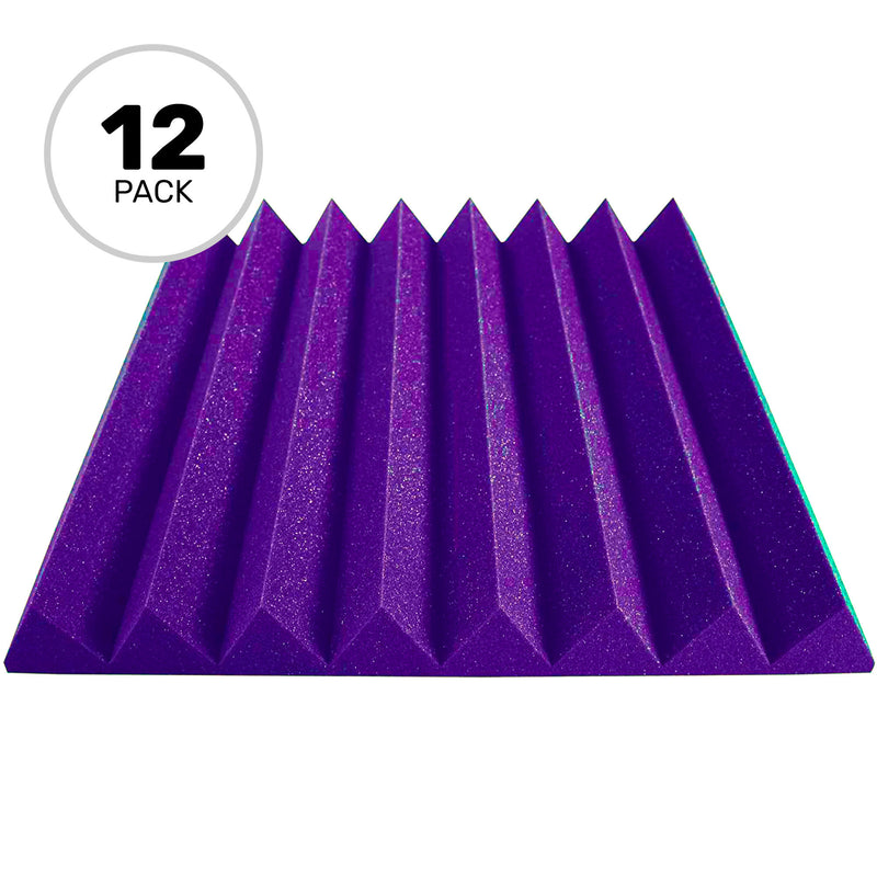 Performance Audio 24" x 24" x 3" Wedge Acoustic Foam Panel (Purple, 12 Pack)