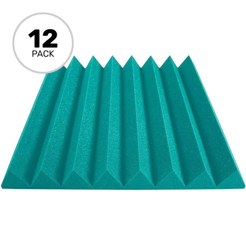 Performance Audio 24" x 24" x 3" Wedge Acoustic Foam Panel (Teal, 12 Pack)