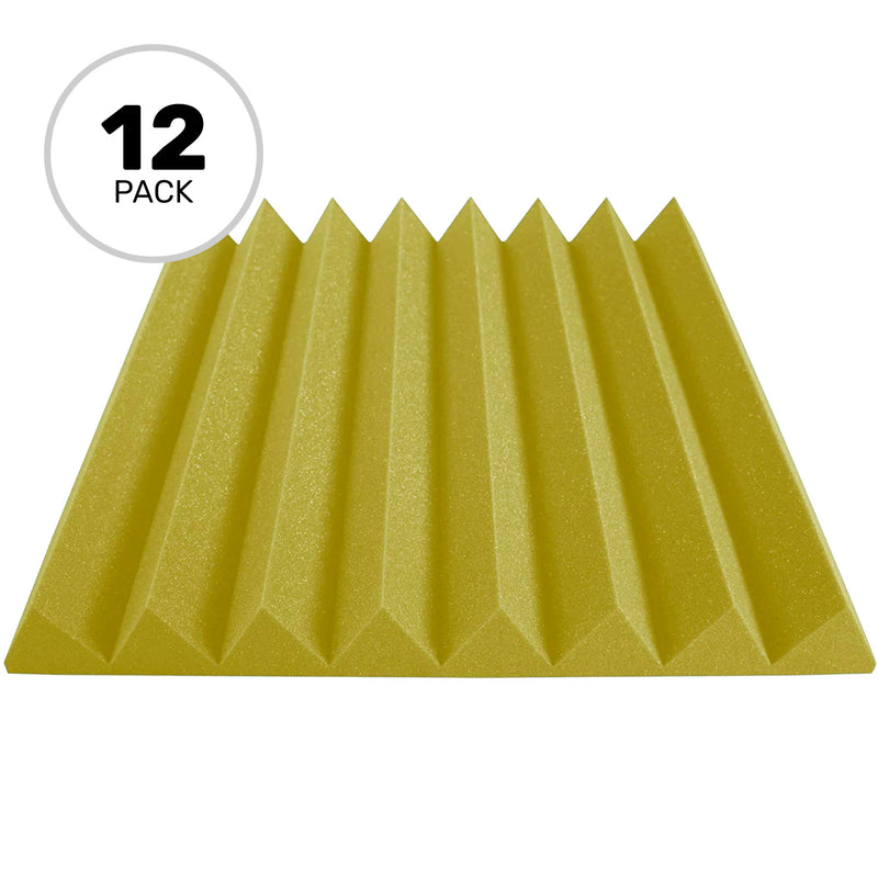 Performance Audio 24" x 24" x 3" Wedge Acoustic Foam Panel (Yellow, 12 Pack)