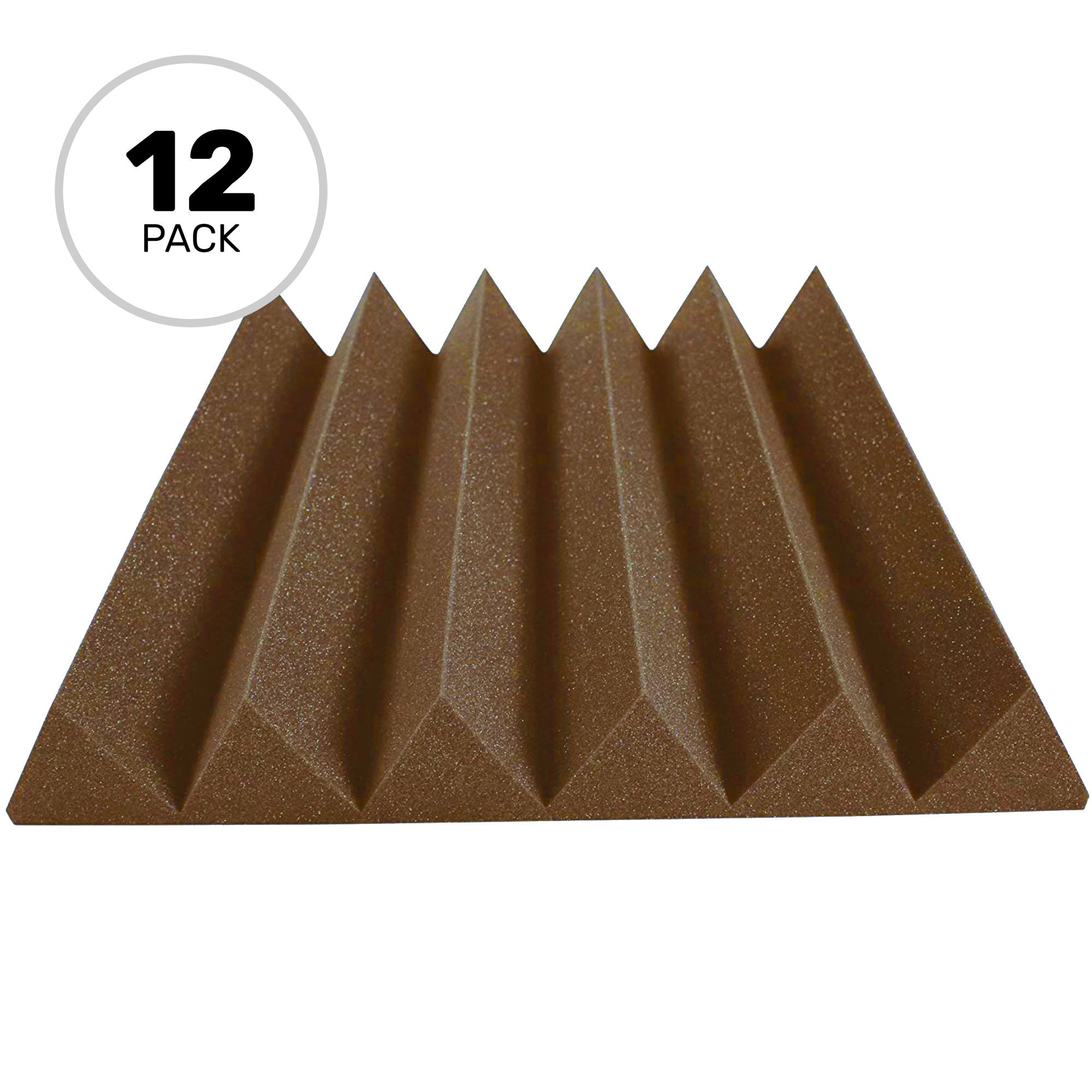 Performance Audio 24&quot; x 24&quot; x 4&quot; Wedge Acoustic Foam Panel (Brown, 12 Pack)