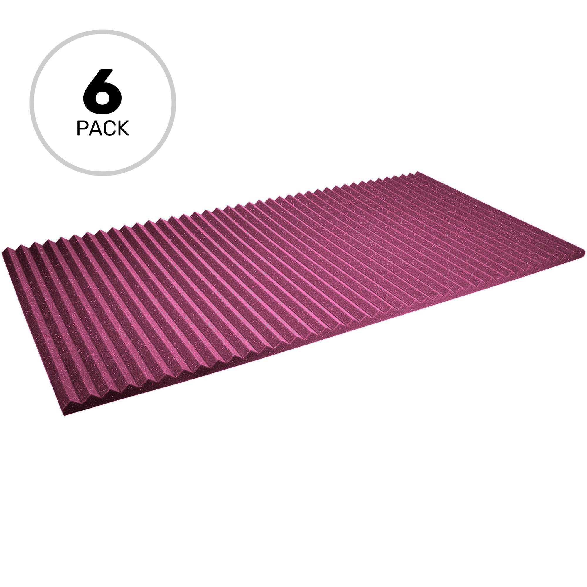 Performance Audio 24" x 48" x 1" Wedge Acoustic Foam Panel (Plum, 6 Pack)