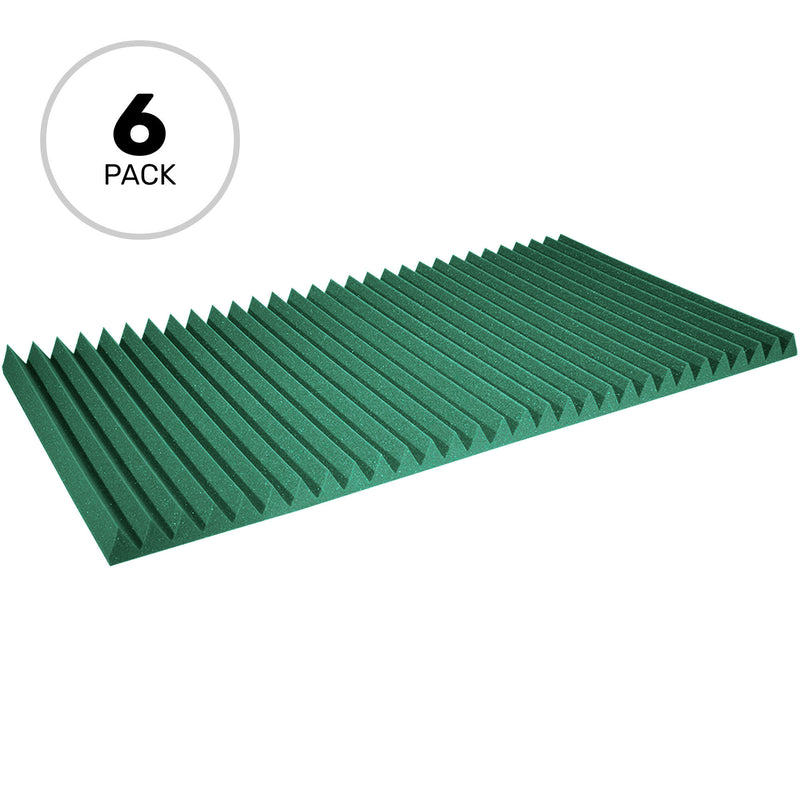 Performance Audio 24" x 48" x 2" Wedge Acoustic Foam Panel (Forest Green, 6 Pack)