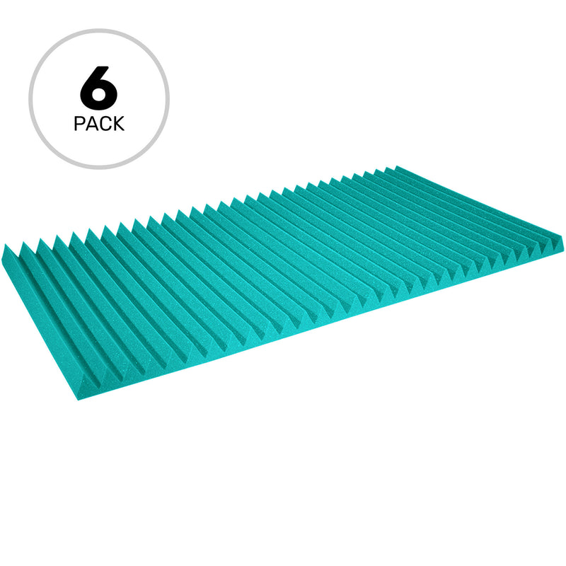 Performance Audio 24" x 48" x 2" Wedge Acoustic Foam Panel (Teal, 6 Pack)