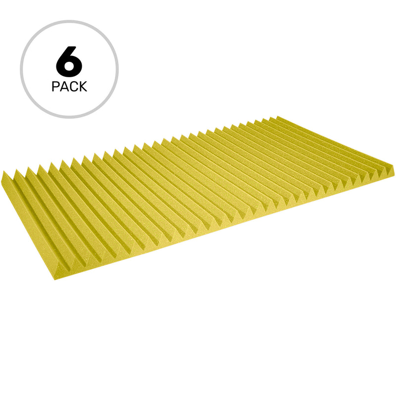 Performance Audio 24" x 48" x 2" Wedge Acoustic Foam Panel (Yellow, 6 Pack)