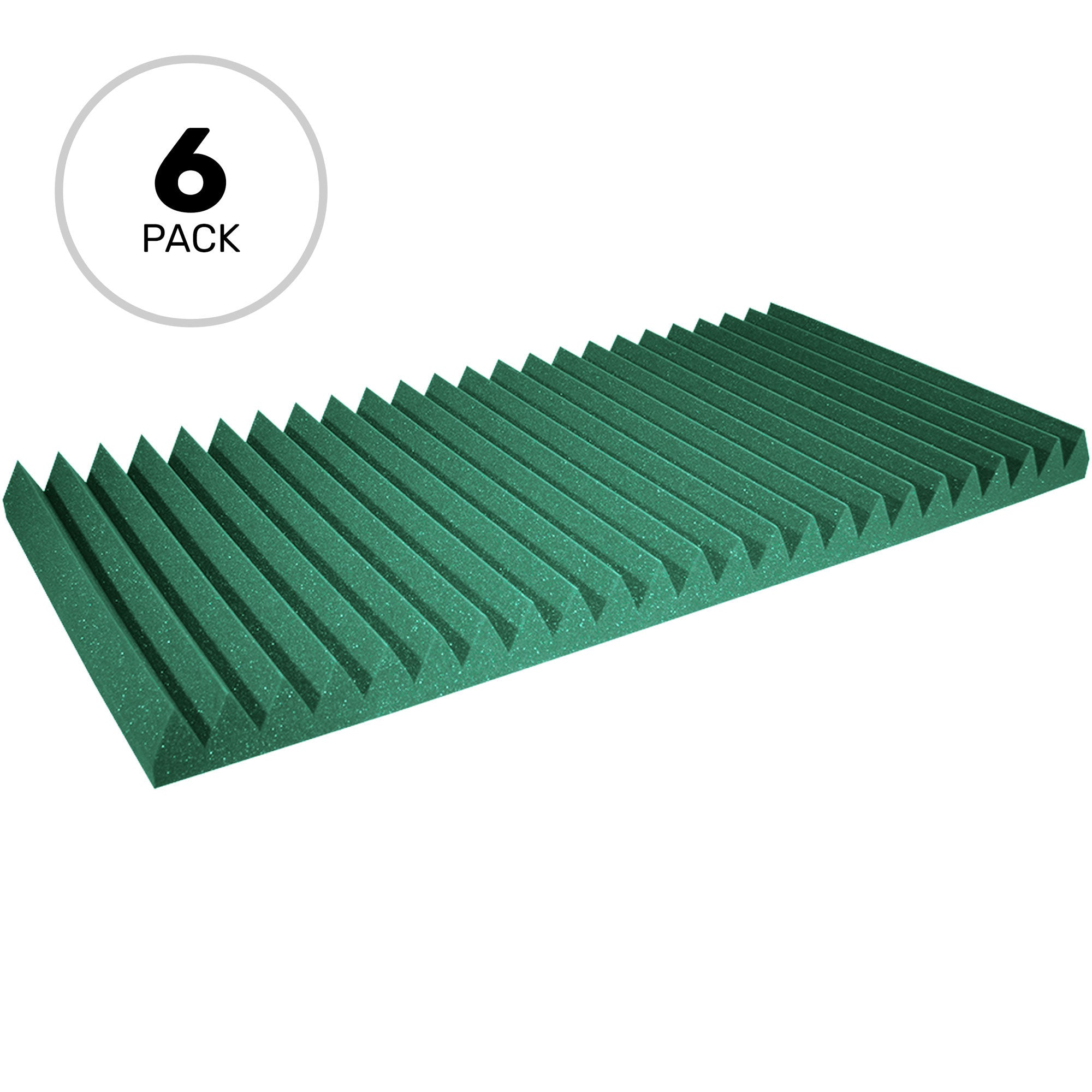 Performance Audio 24" x 48" x 3" Wedge Acoustic Foam Panel (Forest Green, 6 Pack)