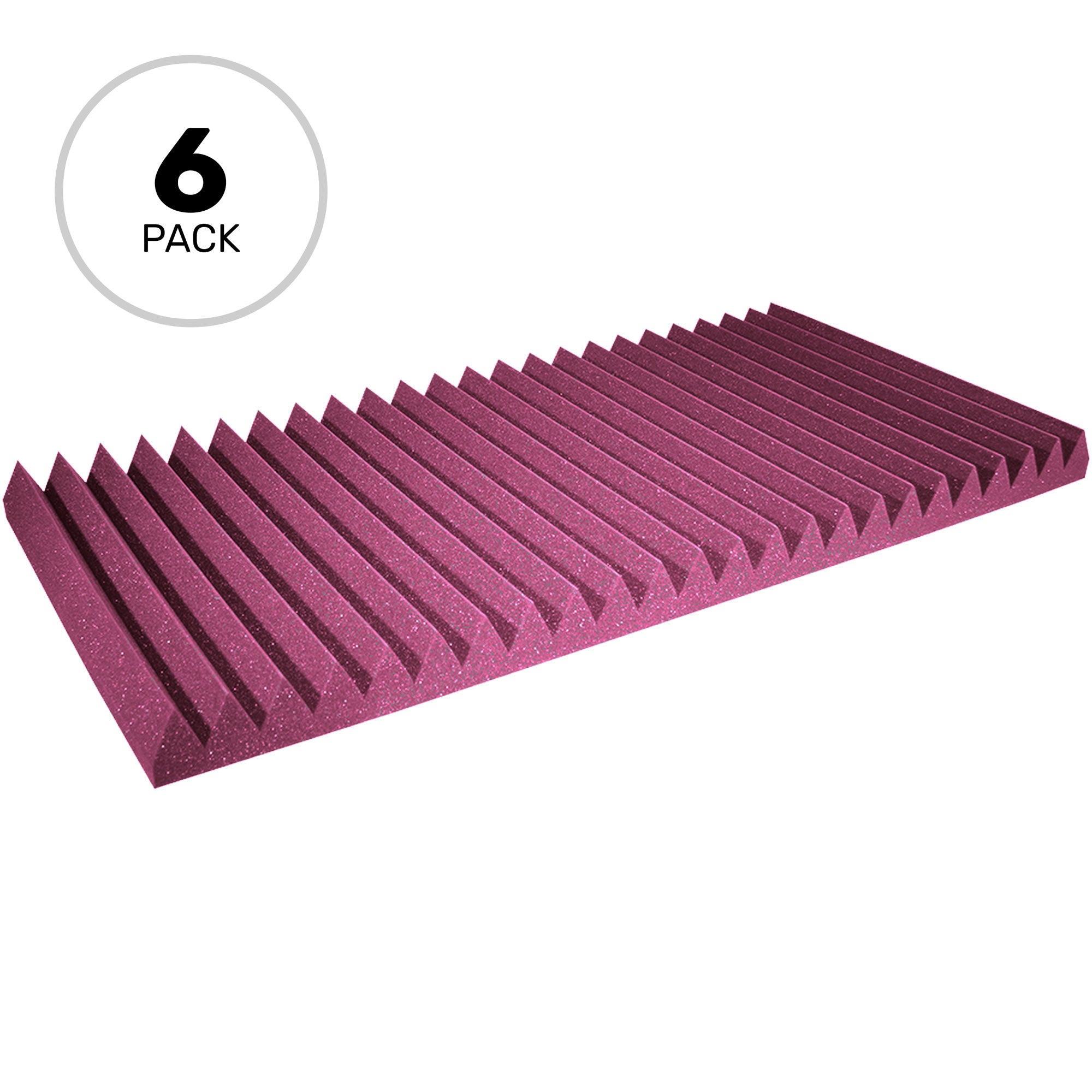 Performance Audio 24" x 48" x 3" Wedge Acoustic Foam Panel (Plum, 6 Pack)