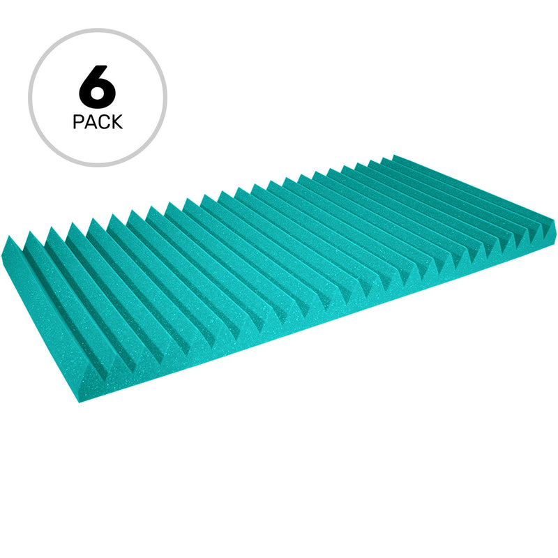 Performance Audio 24" x 48" x 3" Wedge Acoustic Foam Panel (Teal, 6 Pack)