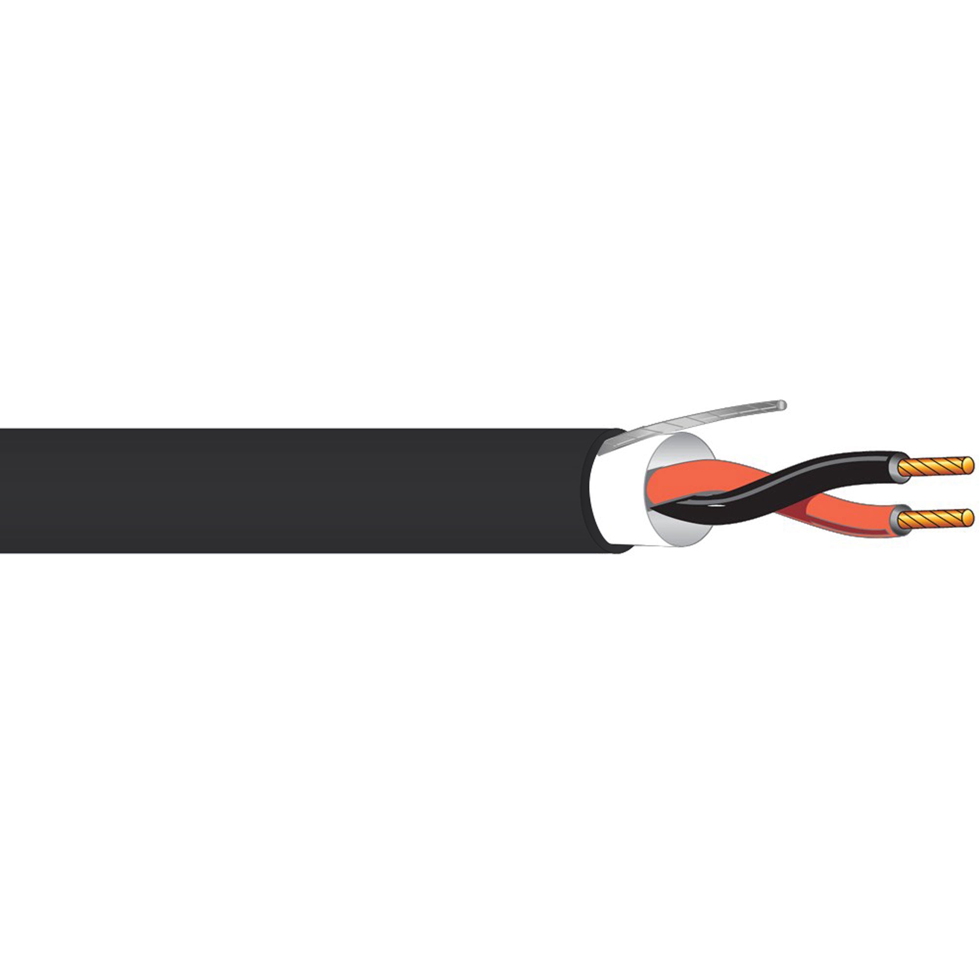 West Penn 25291B Plenum 22 AWG 2 Conductor Shielded CMP Audio and Control Cable (Black, By the Foot)