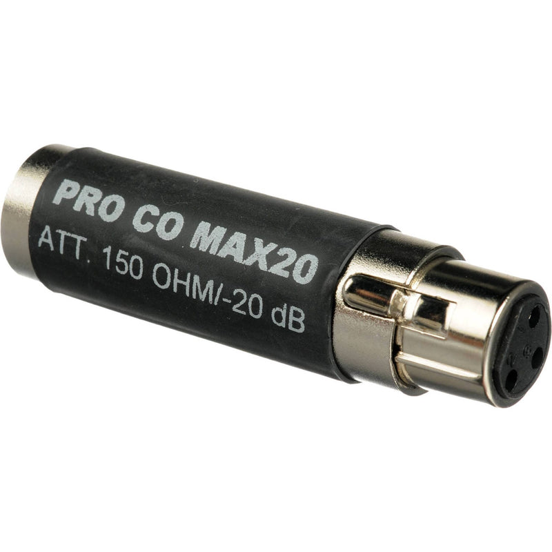 RapcoHorizon Pro Co MAX20 In-Line Pad with 20 dB of Mic Attenuation, XLR Male to Female