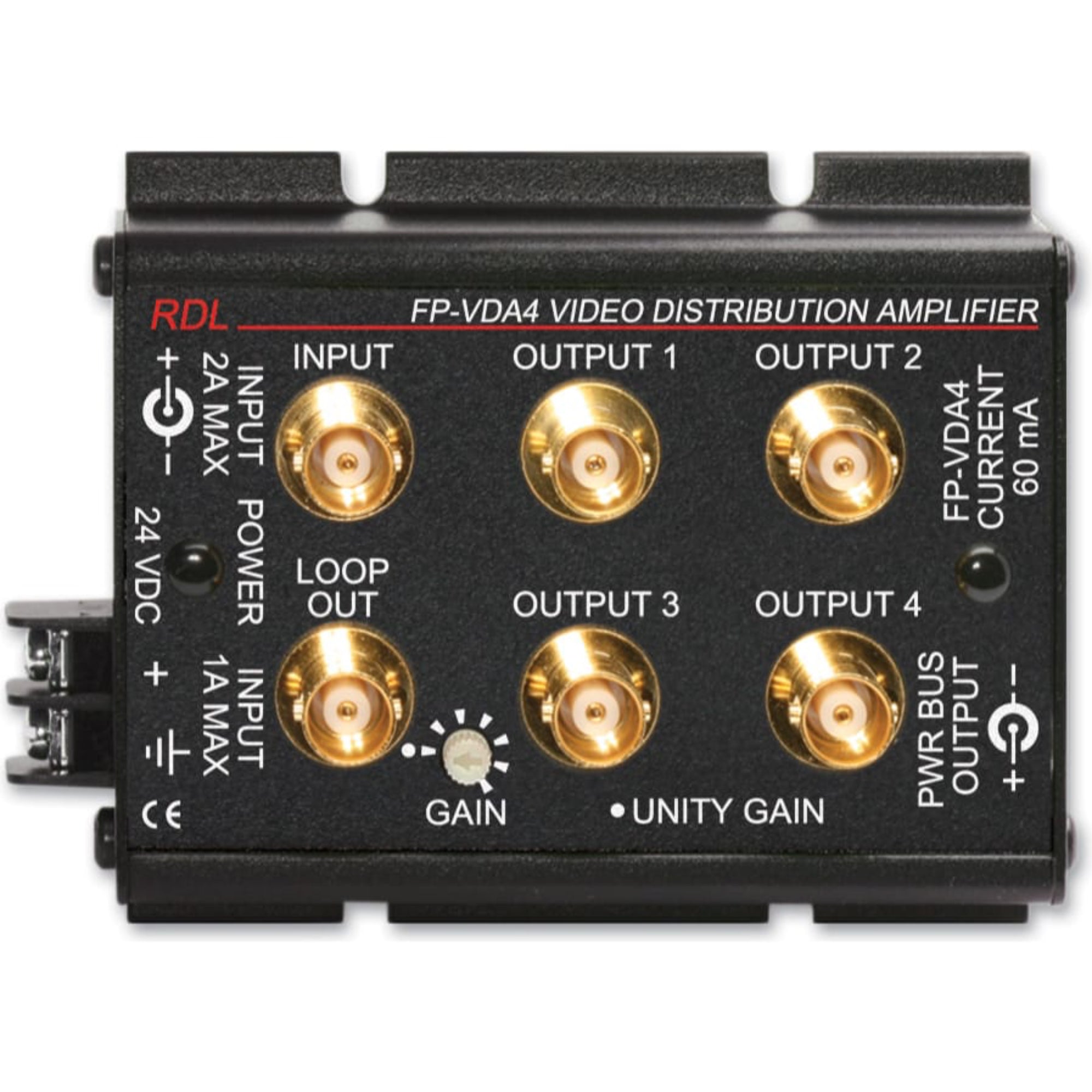 RDL FP-VDA4 NTSC/PAL Video Distribution Amplifier 1x4 BNC