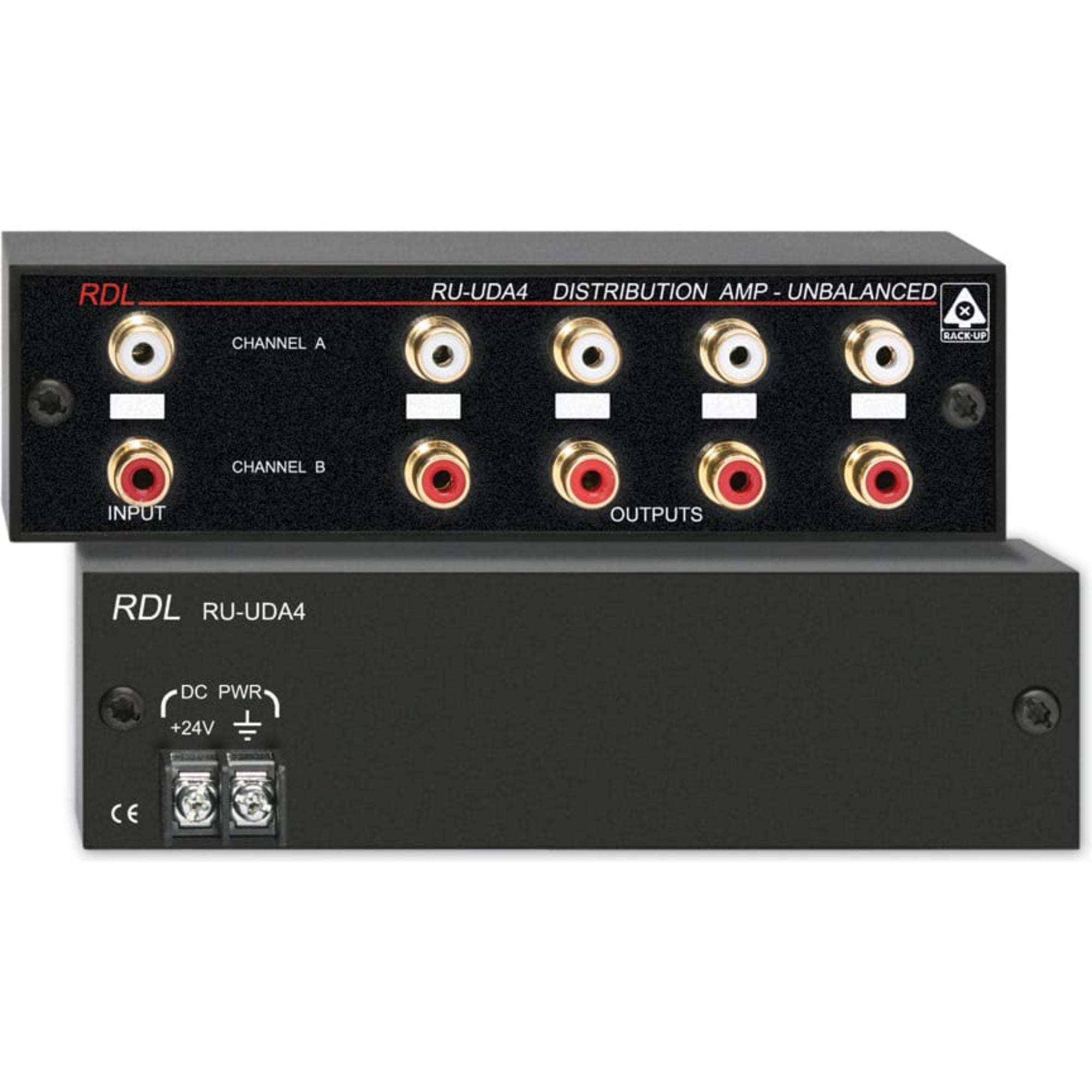 RDL RU-UDA4 Stereo Audio Distribution Amplifier 2x4 RCA Jacks