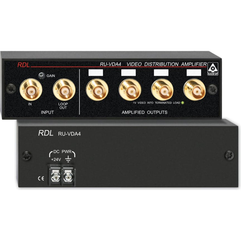 RDL RU-VDA4B NTSC/PAL Video Distribution Amplifier 1x4 BNC