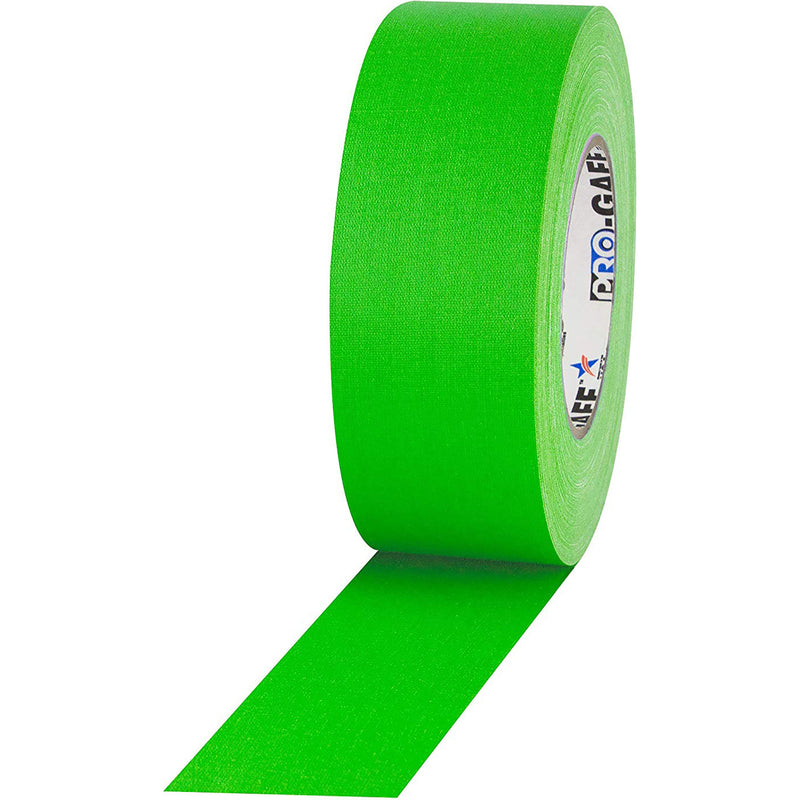 ProTapes Pro Gaff Premium Matte Cloth Gaffers Tape 2" x 50yds (Fluorescent Green, Case of 24)