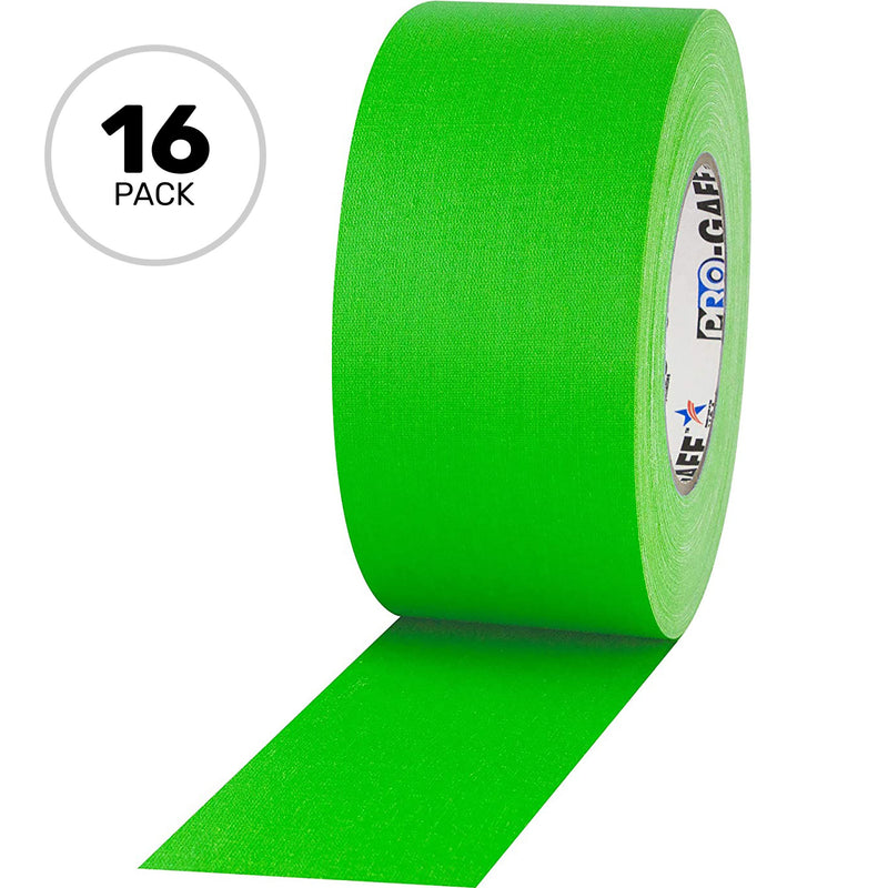 ProTapes Pro Gaff Premium Matte Cloth Gaffers Tape 3" x 50yds (Fluorescent Green, Case of 16)