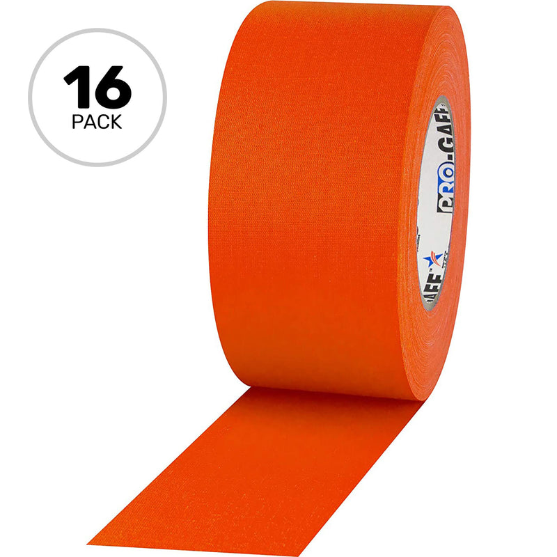 ProTapes Pro Gaff Premium Matte Cloth Gaffers Tape 3" x 50yds (Fluorescent Orange, Case of 16)