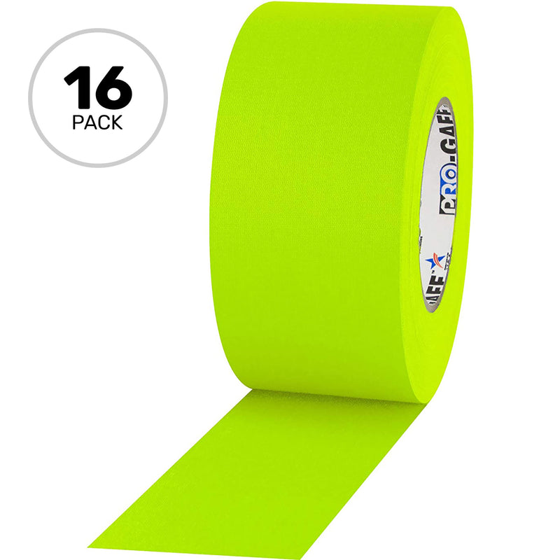 ProTapes Pro Gaff Premium Matte Cloth Gaffers Tape 3" x 50yds (Fluorescent Yellow, Case of 16)
