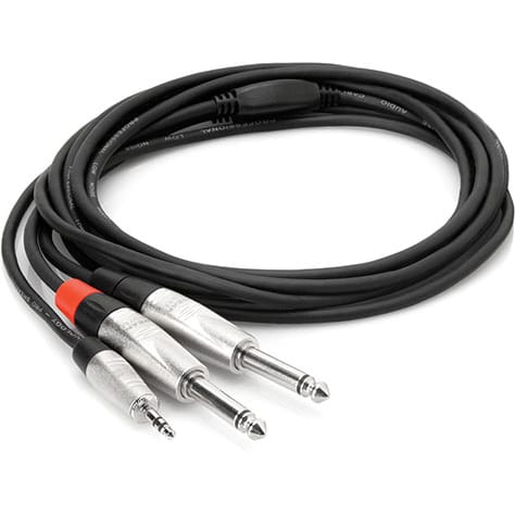 Hosa HMP-006Y REAN 3.5mm TRS to Dual 1/4" TS Pro Stereo Breakout Cable (6')