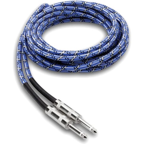 Hosa 3GT-18C1 Cloth Guitar Cable (Blue/White/Black)