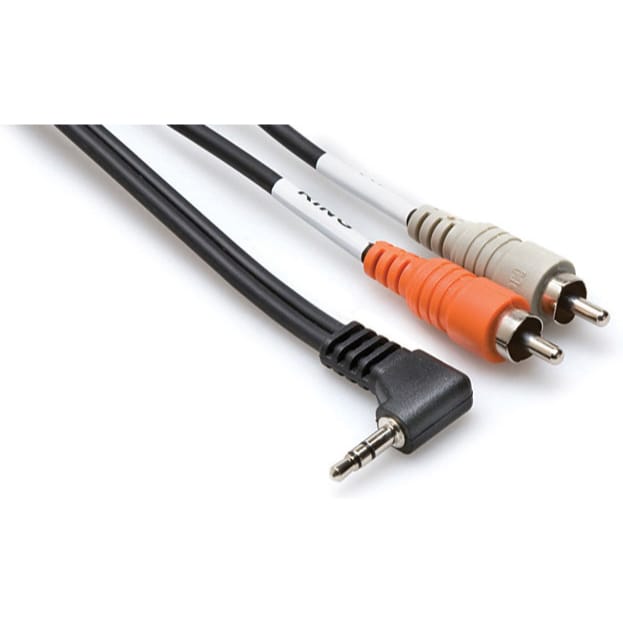 Hosa CMR-203R Right-Angle 3.5mm TRS to Dual RCA Stereo Breakout Cable (3')