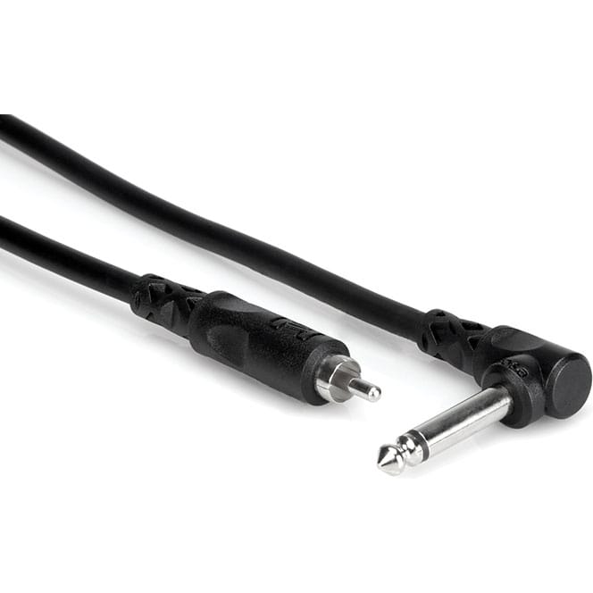Hosa CPR-103R Right-Angle 1/4" to RCA Unbalanced Interconnect Cable (3')