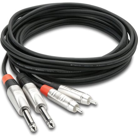 Hosa HPR-010X2 REAN Dual 1/4" TS to Dual RCA Pro Stereo Interconnect Cable (10')