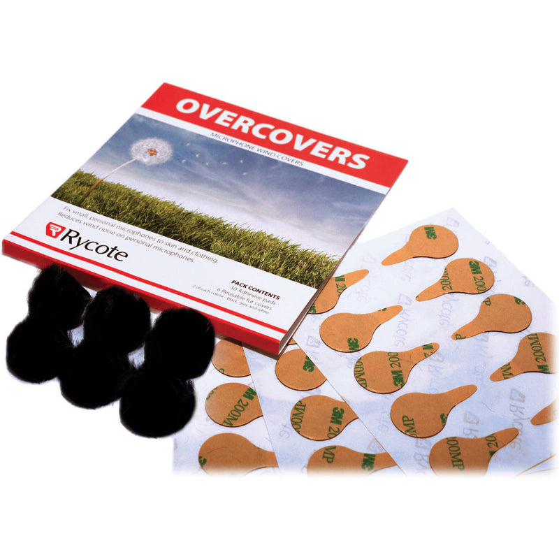 Rycote Overcovers Fur Discs (Black, 6 Pack with 30 Stickies)