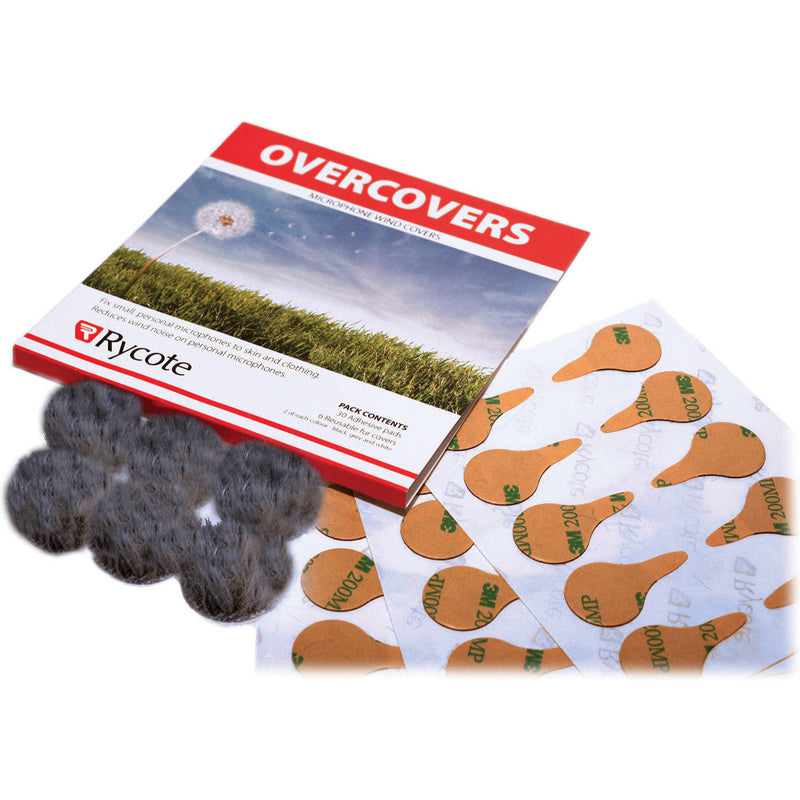 Rycote Overcovers Fur Discs (Grey, 6 Pack with 30 Stickies)