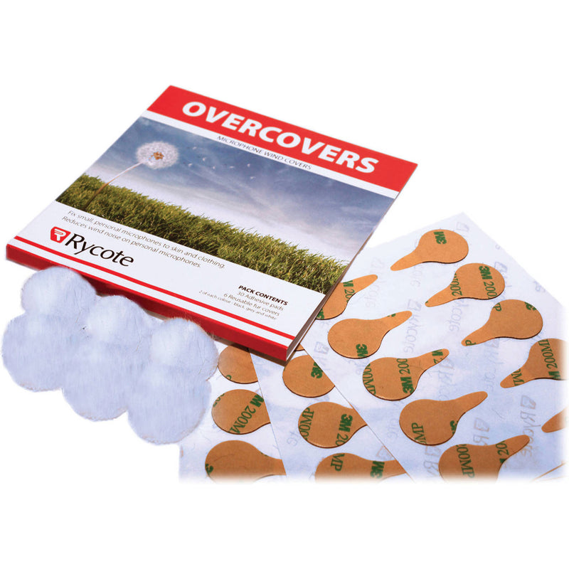 Rycote Overcovers Fur Discs (White, 6 Pack with 30 Stickies)
